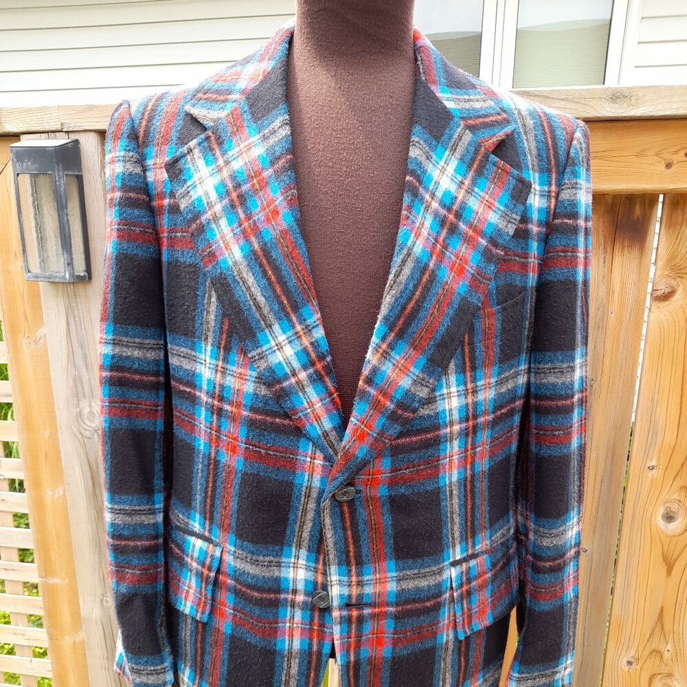 Vintage Plaid Sport Coat Jacket Union Label #7 Rockabilly 60s